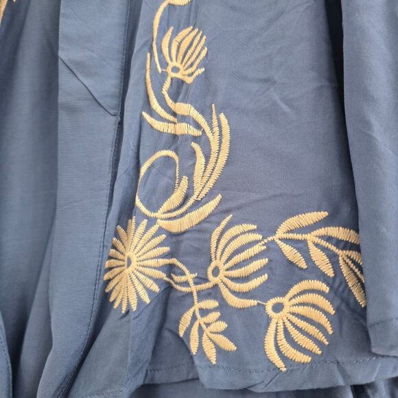 NWT Paparazzi Blue Embroidered Maxi Dress & Kimono Boho Cover-Up S/M  RN#105556 - Picture 5 of 10